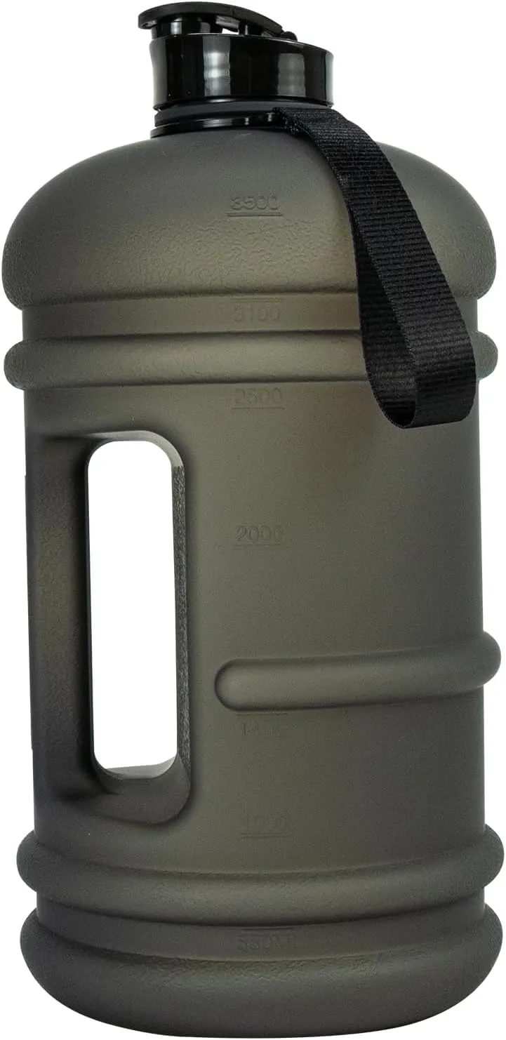 TOOFEEL 1 Gallon Water Bottle - 128 oz With Flip Lid, Measurements Marked, Leak Proof BPA Free Jug for Gym, Sports - Matte Black