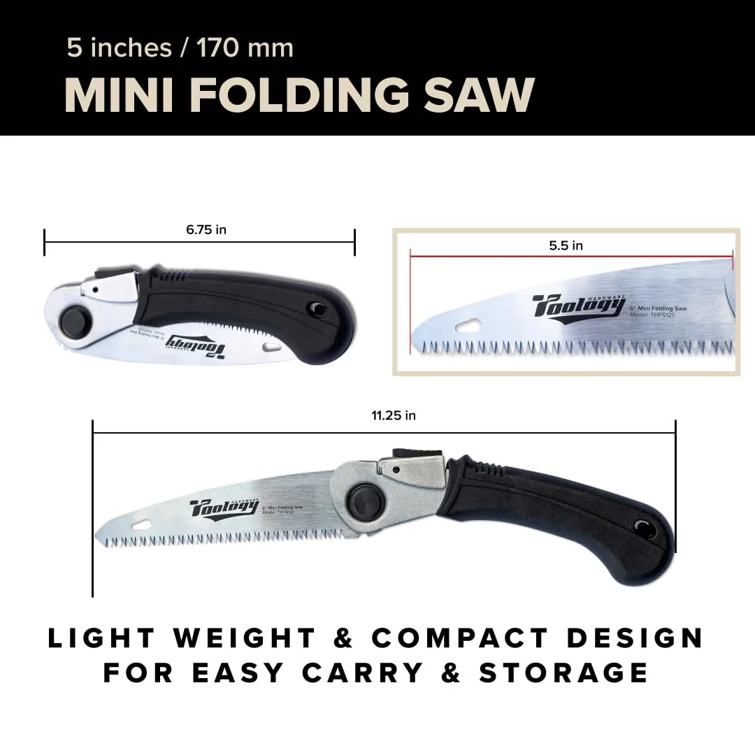 Toology Hardware Folding Tree Saw 5" Hand Pruning Saw for Gardening, Survival Saw for Camping Wood / Tree Cutter, Limb Saw Bushcraft Axe with Heavy Duty SK-5 Steel