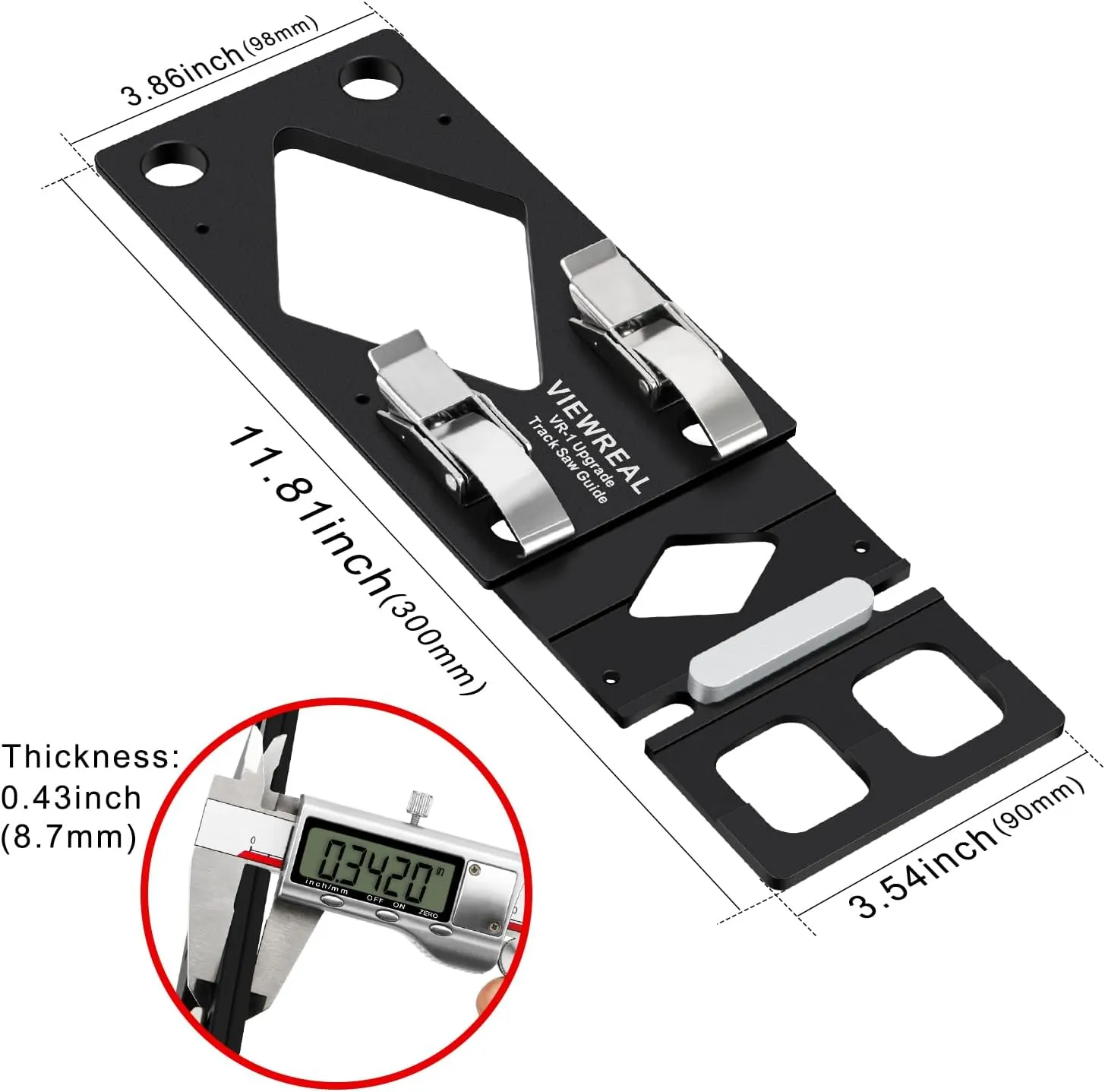 Track Saw Guide Rail Square CNC-Machined Track Saw Square Guide with Edge Support, 90° Right Angle Cutting Tool Compatible with Festool and Makita Compact Parallel Guide System Accessory
