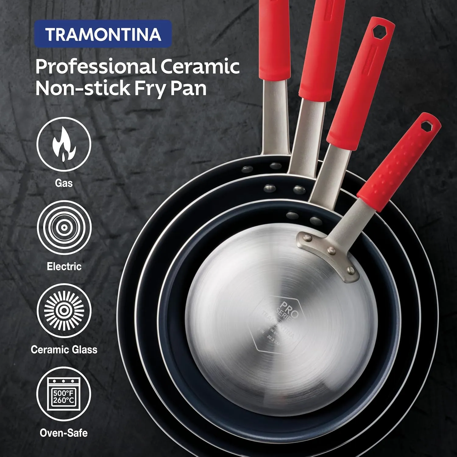 Tramontina Professional 8-Inch Ceramic Non Stick Small Frying Pan, Heavy-Gauge Aluminum Skillet with Nonstick Coating, Dishwasher and Oven Safe, Black