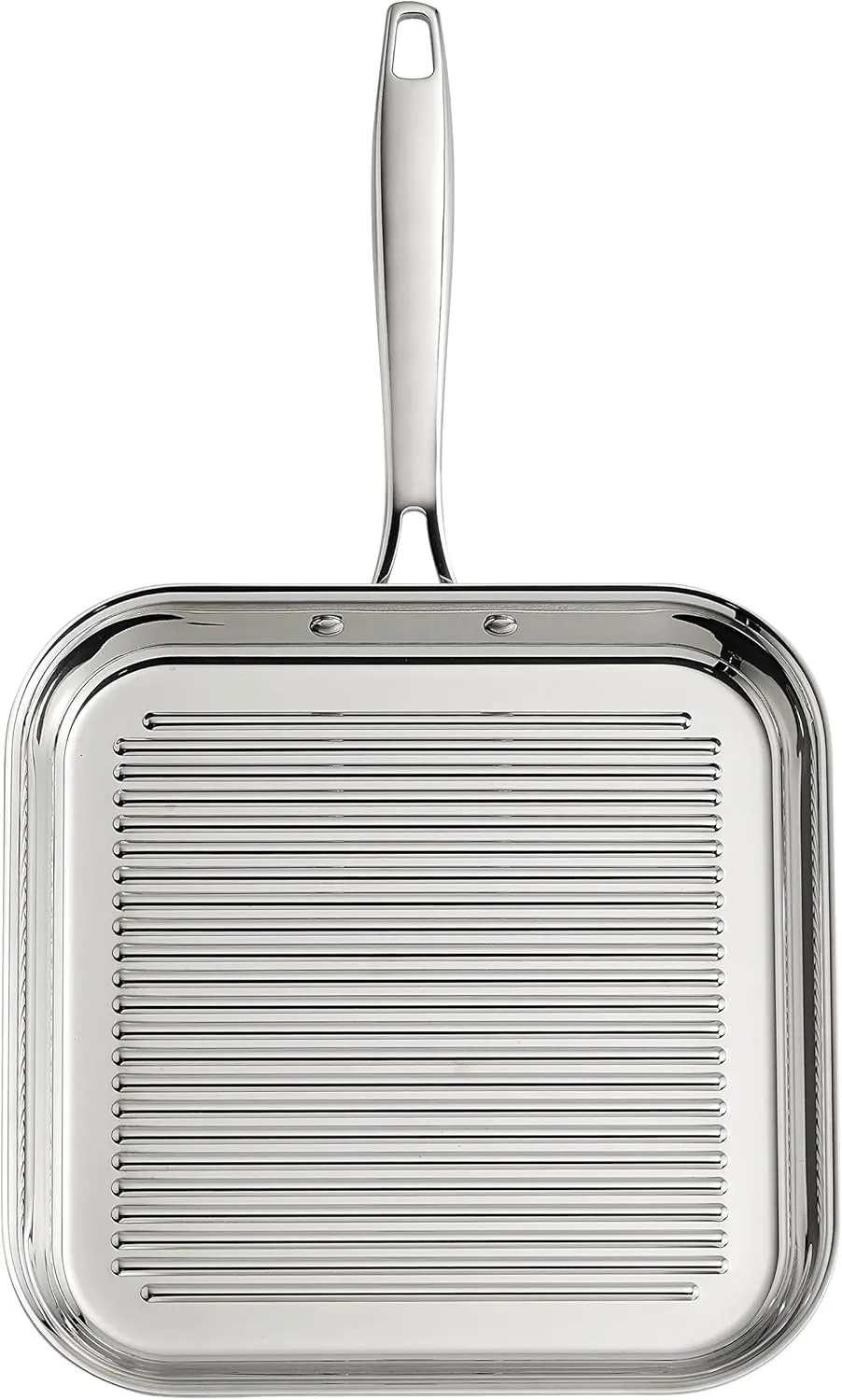 Tramontina Tri-Ply Clad Stainless Steel 11-Inch Square Grill Pan, Induction-Ready, Dishwasher-Safe, NSF-Certified, Made in Brazil