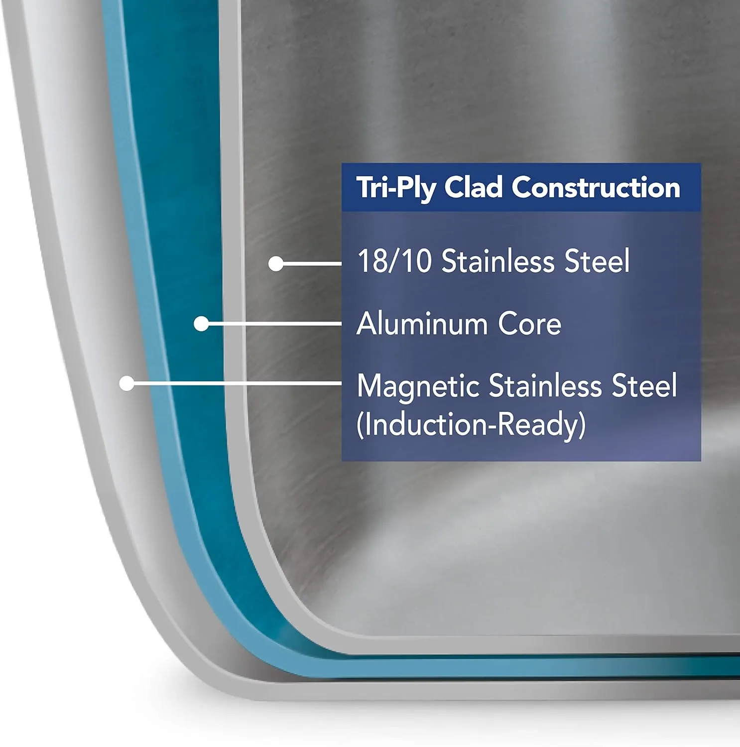 Tramontina Tri-Ply Clad Stainless Steel 11-Inch Square Grill Pan, Induction-Ready, Dishwasher-Safe, NSF-Certified, Made in Brazil