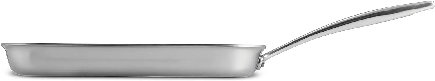 Tramontina Tri-Ply Clad Stainless Steel 11-Inch Square Grill Pan, Induction-Ready, Dishwasher-Safe, NSF-Certified, Made in Brazil