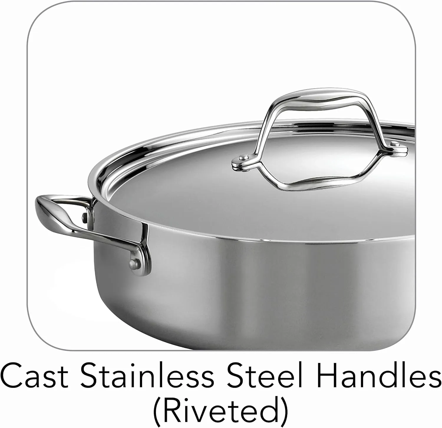 Tramontina Tri-Ply Clad Stainless Steel 6-Quart Saute Pan with Lid, Induction-Ready Cooking Pan, Dishwasher-Safe, NSF-Certified, Made in Brazil
