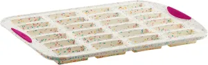 Trudeau 24 Slot Mini Bar Pan Silicone Bakeware, Confetti White