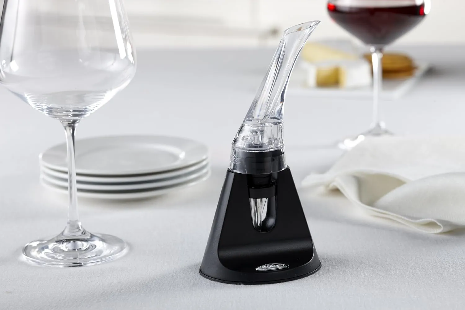 Trudeau Aroma Aerating Pourer with Stand Red Wine Bottle Aerator Spout,