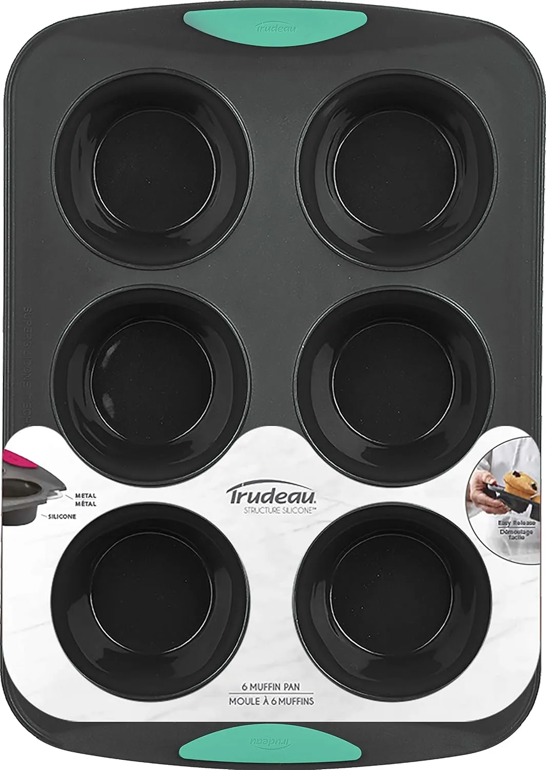Trudeau Bakeware Cupcake Pan, 6-Count, Mint