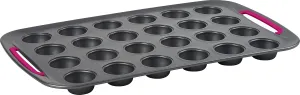 Trudeau Non Stick Carbon Steel Metal Mini, 24 count muffin pan, Grey