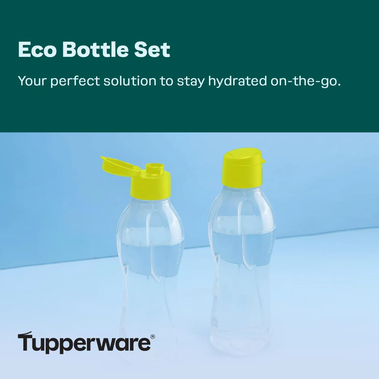 Tupperware Eco Bottle Set, Dishwasher Safe and BPA Free, 2 Bottles with Leak-Proof Caps (750 ml / 25 oz)