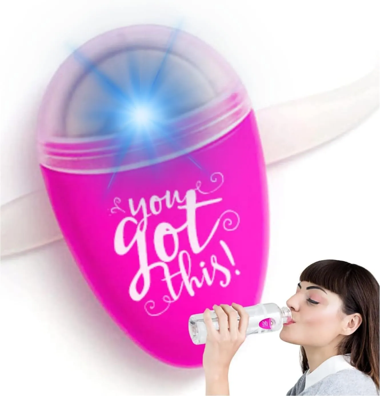 ULLA Smart Light for Water Bottle, Small Hydrate Reminder, Fits Most Water Bottles, Lights Up When Time to Drink, Hydration Intake Planner, Home & Office Use, BPA Free - You Got This