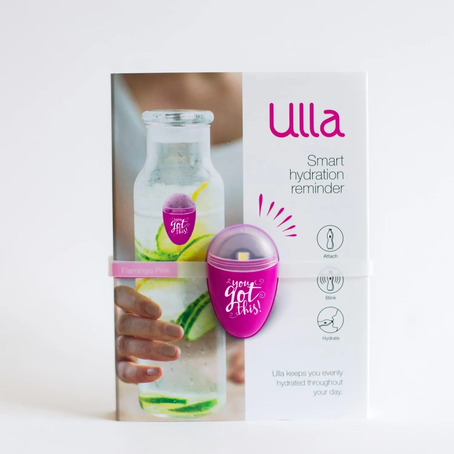 ULLA Smart Light for Water Bottle, Small Hydrate Reminder, Fits Most Water Bottles, Lights Up When Time to Drink, Hydration Intake Planner, Home & Office Use, BPA Free - You Got This