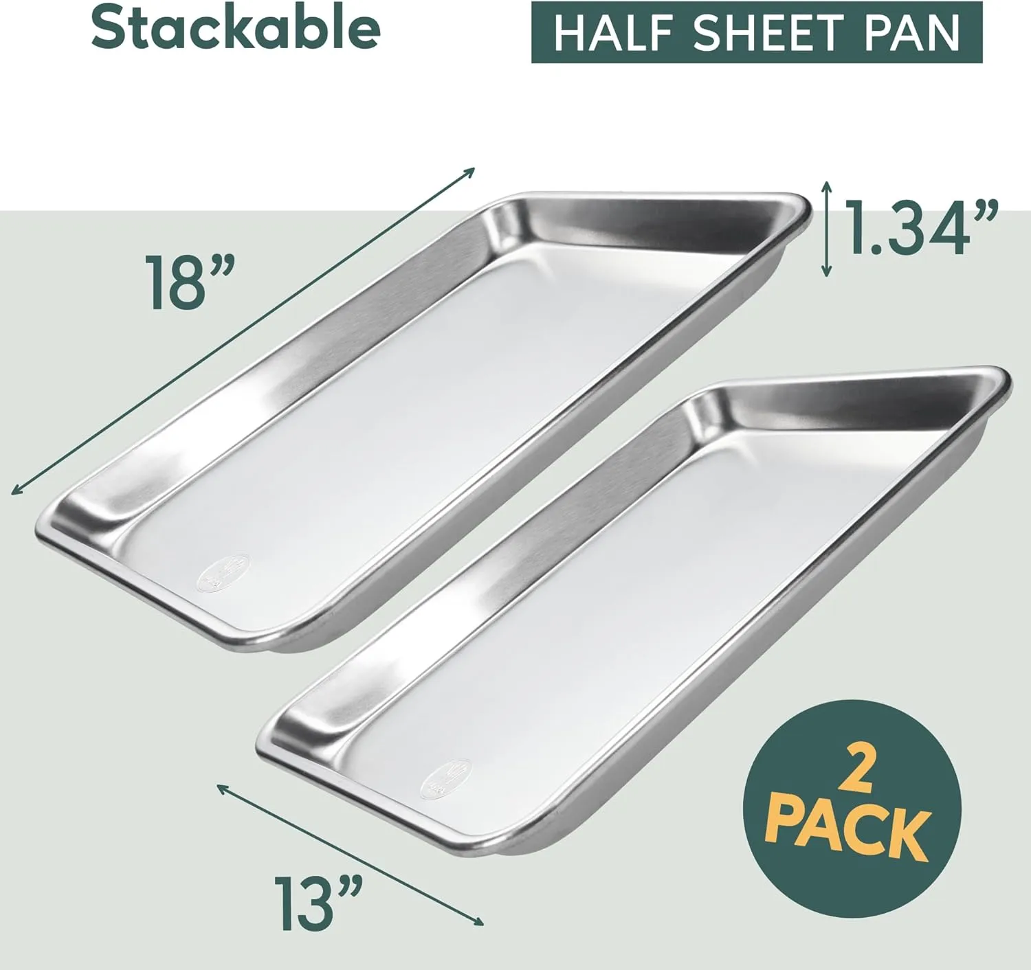 Ultra Cuisine Baking Sheet Pan Set of 2- Professional Bakeware for Roasting, Cooking & More - Food Safe, Warp Resistant, Bake Trays for Oven - Rimmed Half Cookie Sheets for Baking (Aluminum 18 x13")