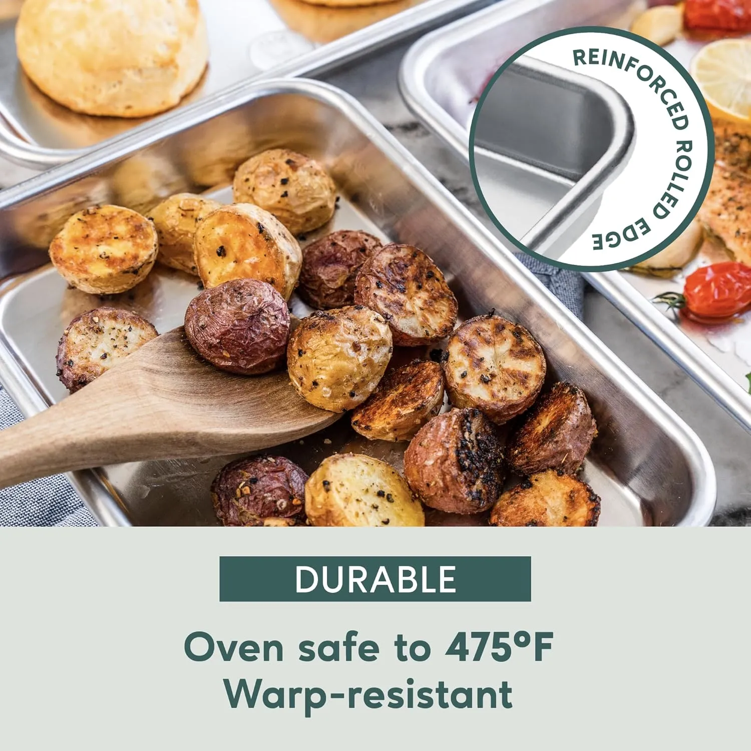 Ultra Cuisine Baking Sheet Pan Set of 2- Professional Bakeware for Roasting, Cooking & More - Food Safe, Warp Resistant, Bake Trays for Oven - Rimmed Half Cookie Sheets for Baking (Aluminum 18 x13")