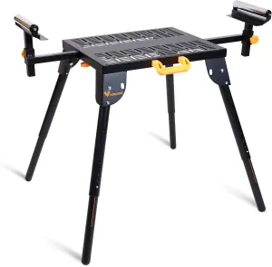 Universal Miter Saw Stand with Grid Tabletop 300 lbs Load Capacity 6-Level Height Adjustment Table Saw Stand WK-MS046