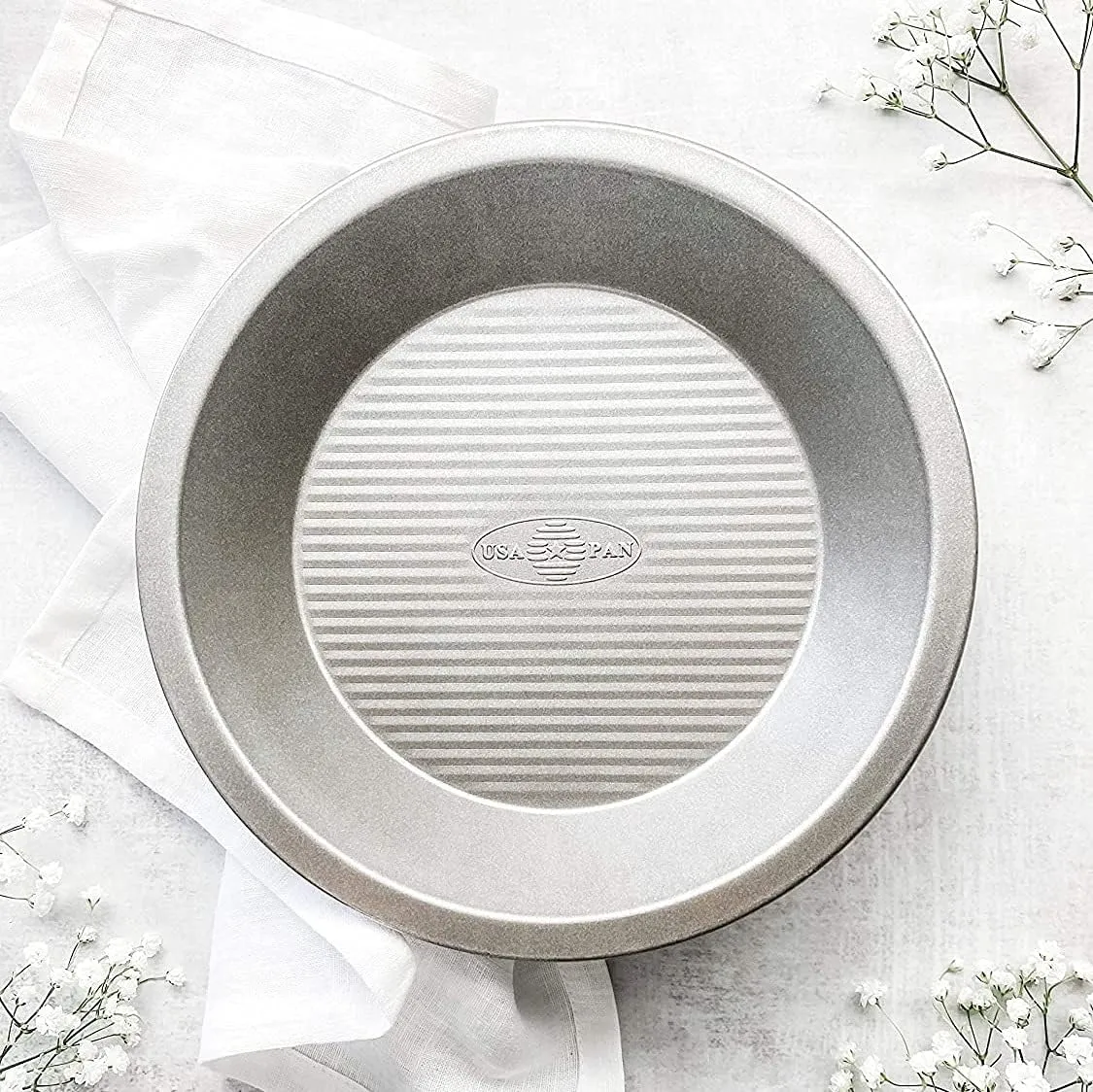 USA Pan Bakeware Aluminized Steel Commercial Pie Pan, Set of 2, Silver