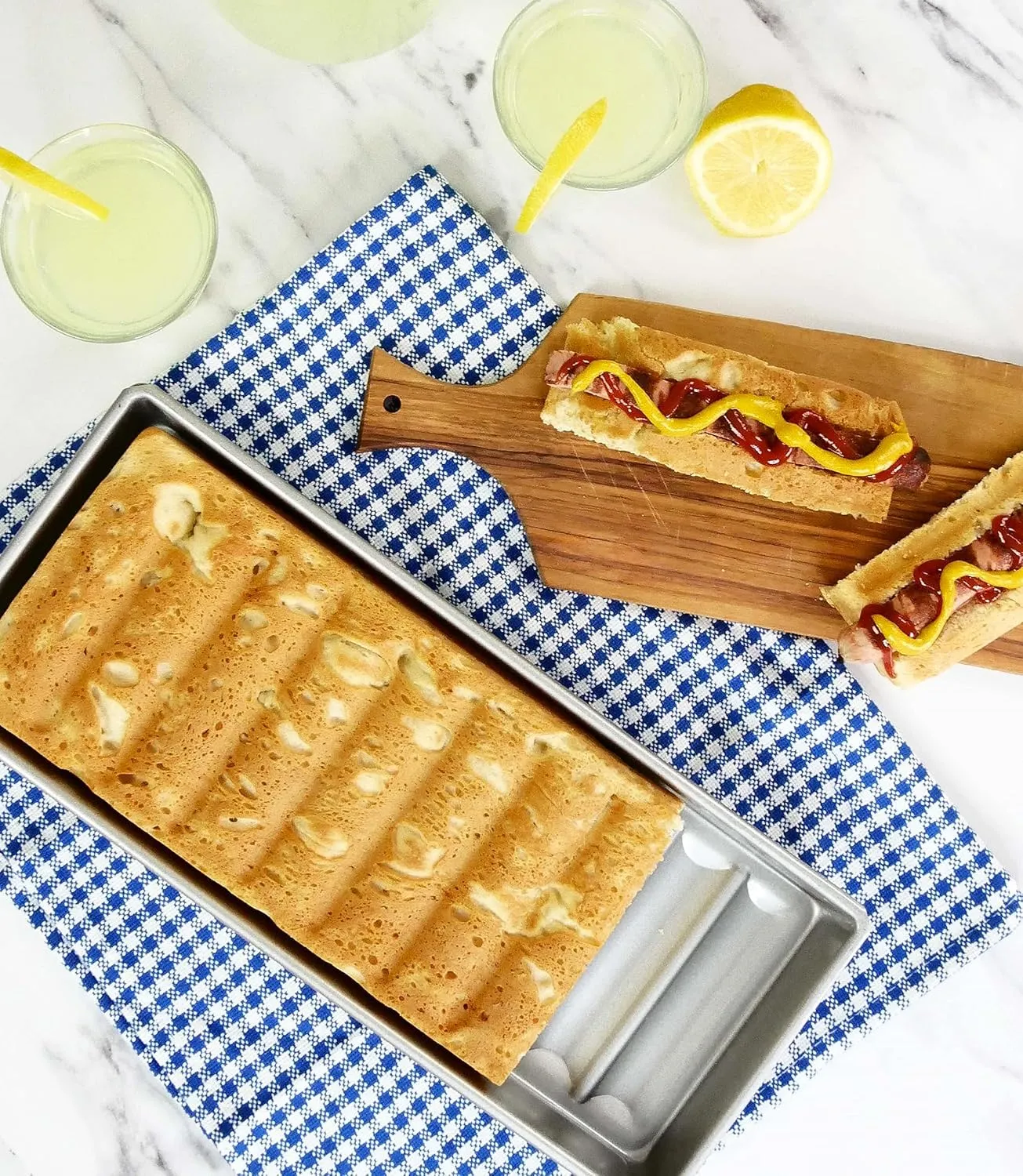 USA Pan Bakeware Nonstick New England Hot Dog Bun and Lobster Roll Loaf Pan, Aluminized Steel