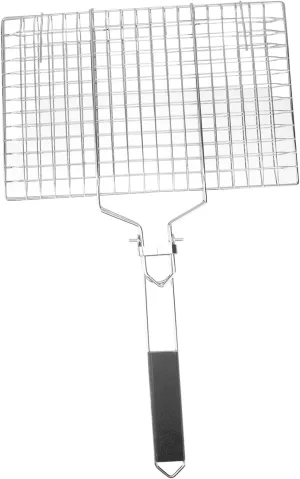 VANZACK 1pc Barbecue Grill Griddle Pan Grilled Wire Brush Barbecue Cooking Grill Grate Racks Grill Press Flat Top Grill Smasher Grill Pan Cage Burger Press Portable Grill Grills Silver