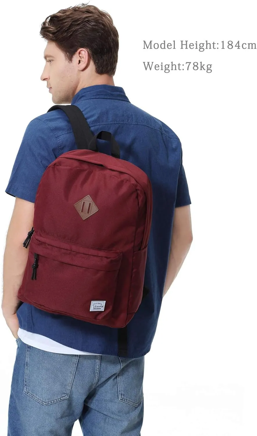 VASCHY Lightweight Backpack,20 Liters Classic Waterproof Collapsible Daypack for Sports and Traveling,Teenagers School Book Bag with Bottle Side Pockets Burgundy