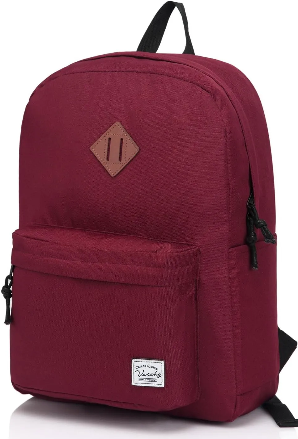 VASCHY Lightweight Backpack,20 Liters Classic Waterproof Collapsible Daypack for Sports and Traveling,Teenagers School Book Bag with Bottle Side Pockets Burgundy