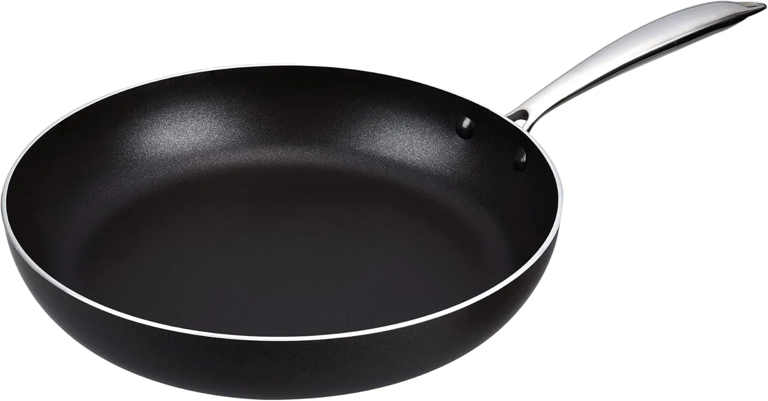 Vasconia Urban 12" Nonstick Frying Pan (Black) - Advanced Nonstick Coating Aluminum Skillet with Fast Cool Handle - Grill Oven Dishwasher Safe up to 475°F Cooking Pans for Most Stovetops