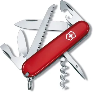Victorinox Camper Swiss Army Knife, 13 Functions, Swiss Made Pocket Knife with Large Blade, Screwdriver, Tweezers and Key Ring - Red