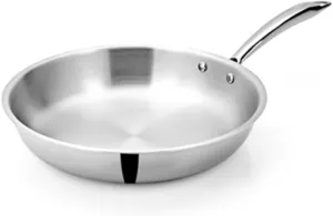Vinod Titanium Triply Stainless Steel Fry Pan, 22 cm Dia, Induction & Gas Fridenly, Scratch Resistant, Even Heat Distribution, Durable Construction for Optimal Cooking Results, Pack of 1