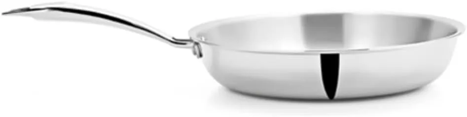 Vinod Titanium Triply Stainless Steel Fry Pan, 22 cm Dia, Induction & Gas Fridenly, Scratch Resistant, Even Heat Distribution, Durable Construction for Optimal Cooking Results, Pack of 1