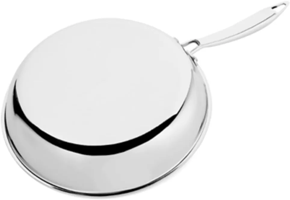 Vinod Titanium Triply Stainless Steel Fry Pan, 22 cm Dia, Induction & Gas Fridenly, Scratch Resistant, Even Heat Distribution, Durable Construction for Optimal Cooking Results, Pack of 1