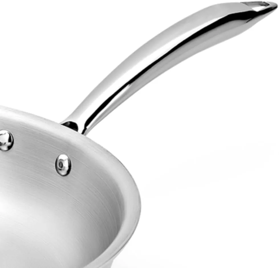 Vinod Titanium Triply Stainless Steel Fry Pan, 22 cm Dia, Induction & Gas Fridenly, Scratch Resistant, Even Heat Distribution, Durable Construction for Optimal Cooking Results, Pack of 1
