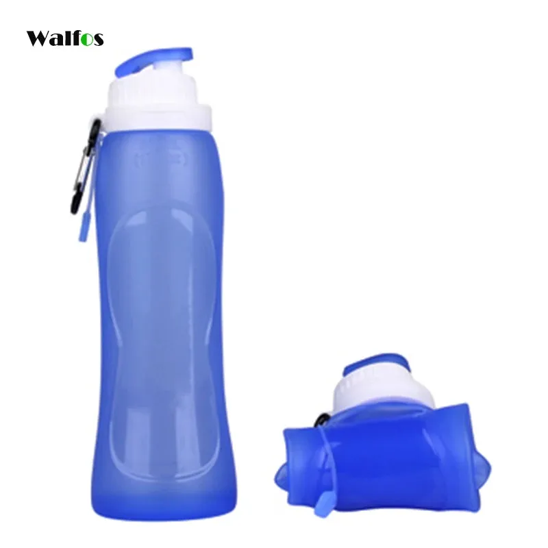 WALFOS Food Grade 500ML Creative Collapsible Foldable Silicone Drink Sport Water Bottle Camping Travel Plastic Bicycle Bottle