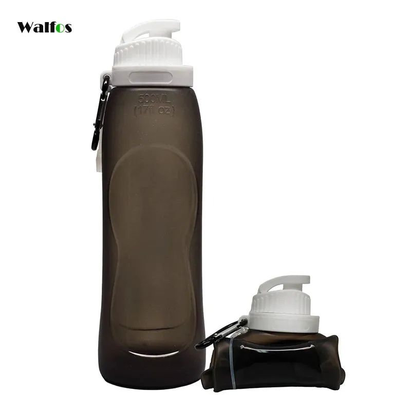 WALFOS Food Grade 500ML Creative Collapsible Foldable Silicone Drink Sport Water Bottle Camping Travel Plastic Bicycle Bottle