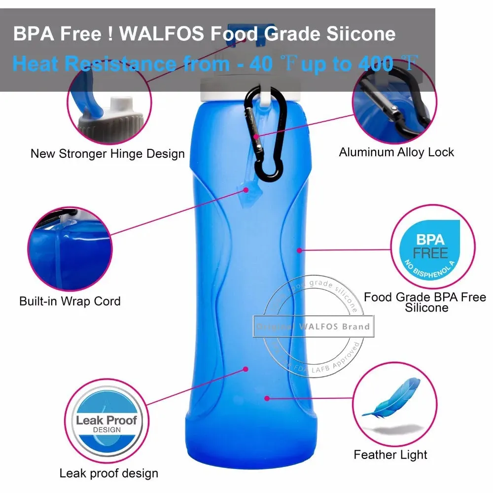 WALFOS Food Grade 500ML Creative Collapsible Foldable Silicone Drink Sport Water Bottle Camping Travel Plastic Bicycle Bottle