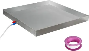 Washing Machine Pan,27''x25''x2.5'' Heavy Duty 304 Stainless Steel Washing Machine Drain Pan,Washer Tray for Floor Protection,Compact Washer Drip Tray with Drain Hole & Hose Adapter