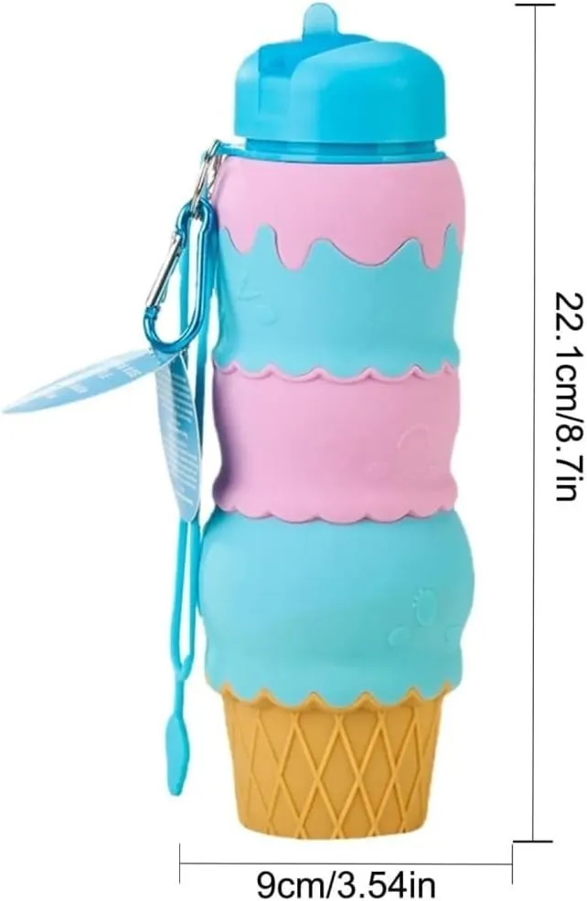 Water Bottle Sports Silicone With Handle And Straw Ice Cream Kettle Outdoor Water Bottle Cartoon Cute Portable Water Cup