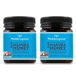 Wedderspoon Raw Premium Manuka Honey, KFactor 12, 8.0 Oz, Unpasteurized, Genuine New Zealand Honey, Non-GMO Superfood, Traceable from Our Hives to Your Home