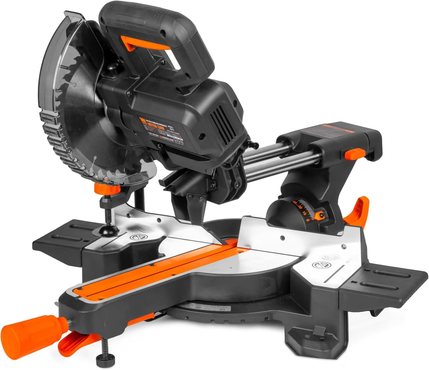 WEN 20V Max 7.25-Inch Cordless Sliding Miter Saw, Single Bevel and Brushless with LED Cutline Guide, 4.0Ah Lithium-Ion Battery and Charger (20672)