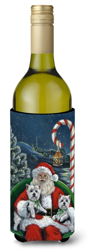 Westie Christmas Santa's Village Wine Bottle Hugger PPP3228LITERK