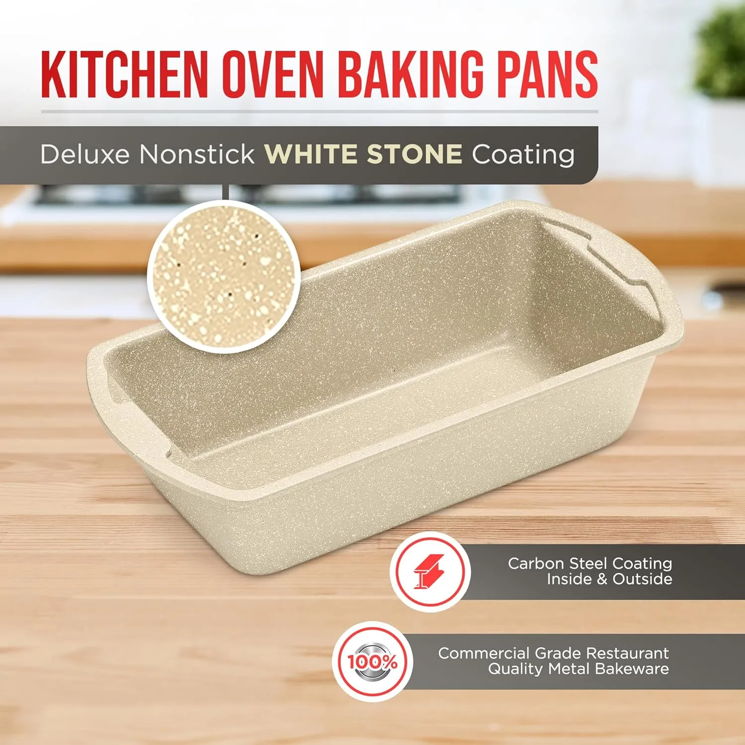 White Marble 10-Piece Bakeware Sets, Nonstick Carbon Steel Baking Sheet & Pans, Stackable Space-Saving Bakeware, Dishwasher Safe, Stain-resistant, PFOAPFOSPTFE Free, Oven Safe Up To 450°F (230°C)