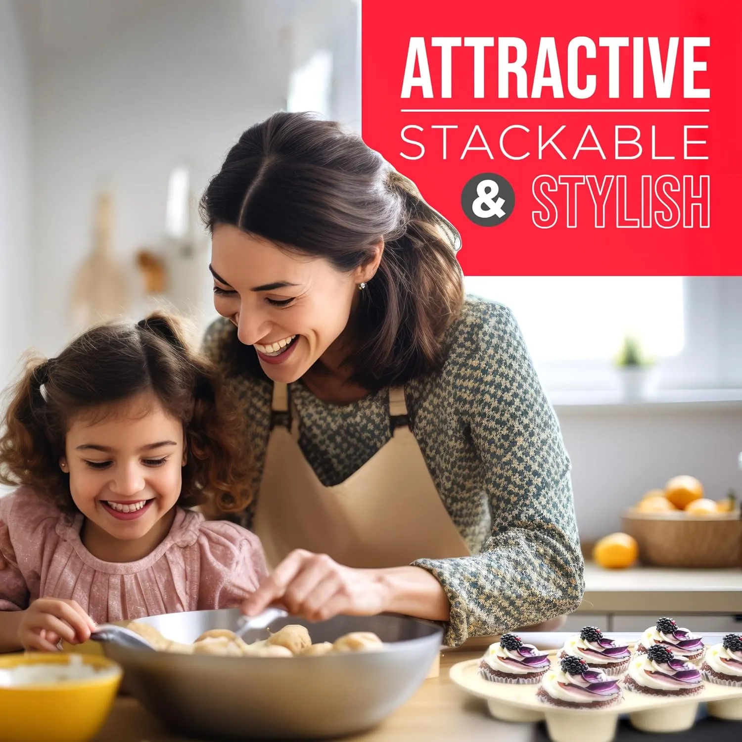 White Marble 10-Piece Bakeware Sets, Nonstick Carbon Steel Baking Sheet & Pans, Stackable Space-Saving Bakeware, Dishwasher Safe, Stain-resistant, PFOAPFOSPTFE Free, Oven Safe Up To 450°F (230°C)
