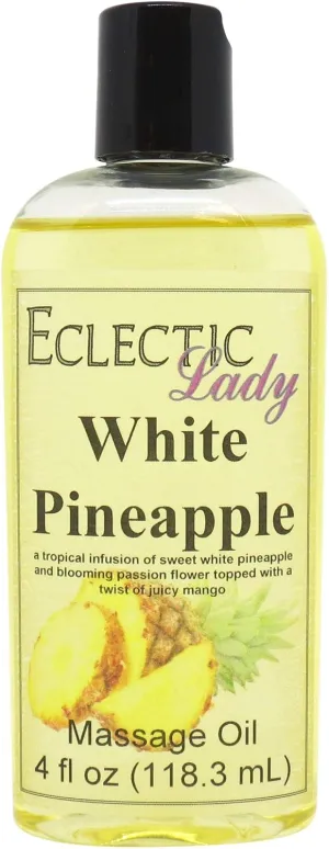 White Pineapple Massage Oil, 4 oz, With Sweet Almond Oil and Jojoba Oil, Preservative Free, Perfect for Aromatherapy and Relaxation