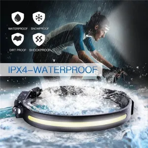 Wide angle Floodlight COB Headlamp Induction Headlamp with Built-in Battery Flashlight  Head Torch 5 Lighting Modes Head Light
