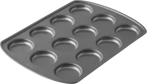 Wilton Perfect Results 12-Cavity Muffin Top Pan, Made without PFAS Non-Stick Bakeware, Scratch Resistant Baking Pan (Steel), the Must-Have Kitchen Essential.