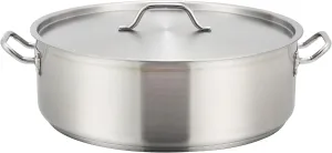 Winco Commercial-Grade Stainless Steel Brazier with Lid, 20 Quart