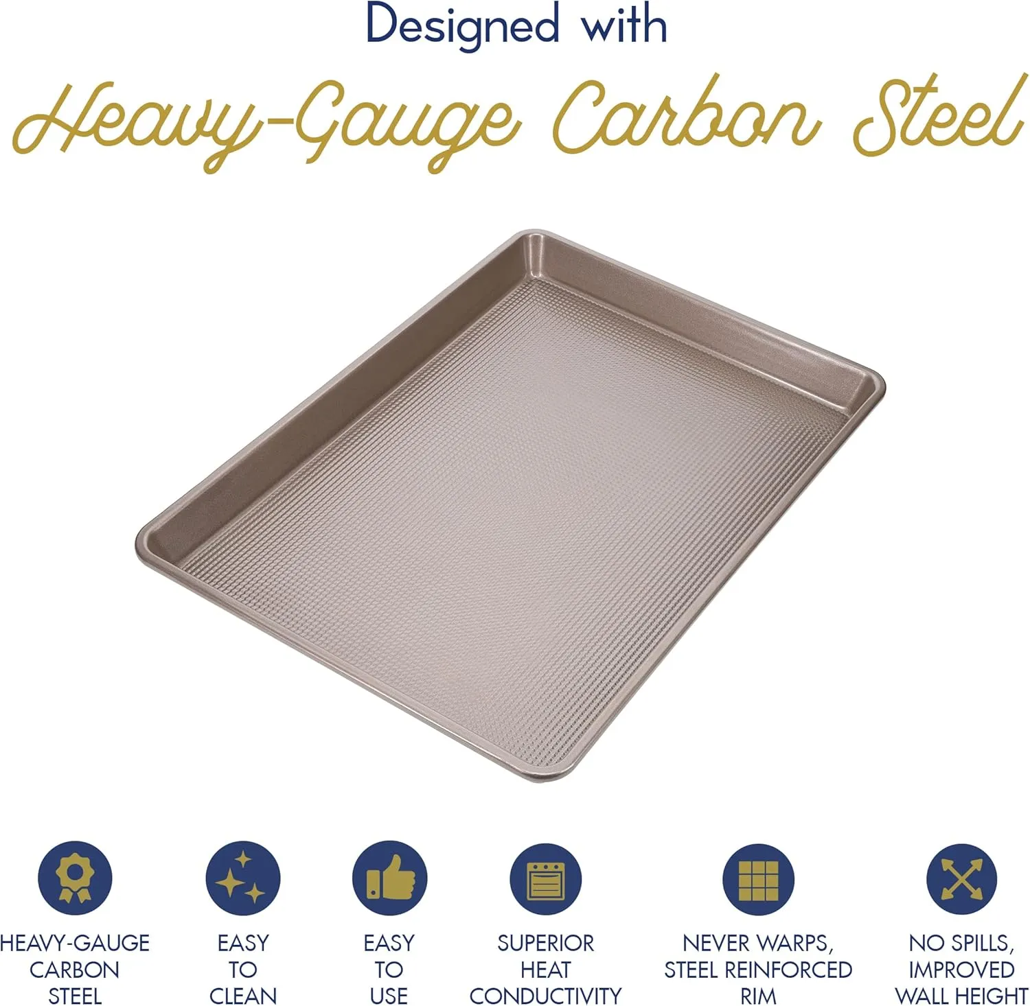 Wire Rack Baking Sheet Pan Set by Ultra Cuisine - Half Sheet Pan Set with 100% Stainless Wire Rack - Dishwasher Safe - Steel Reinforced Rim - Aluminum Cooling racks for Cooking and Baking - Champagne
