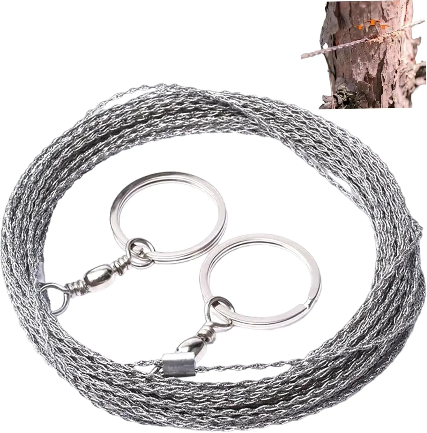 Wire Saw, 32.8 Ft Outdoor Stainless Steel Cable Saw Heavy Duty Emergency Rope Saw Portable Wood Saw for Cutting Wood Rubber PlasticSaw