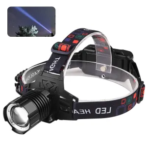 With 2*18650 Batteries Rechargeable White Laser Headlamp - Long-Range Zoomable Headlight for Night Fishing and Hiking