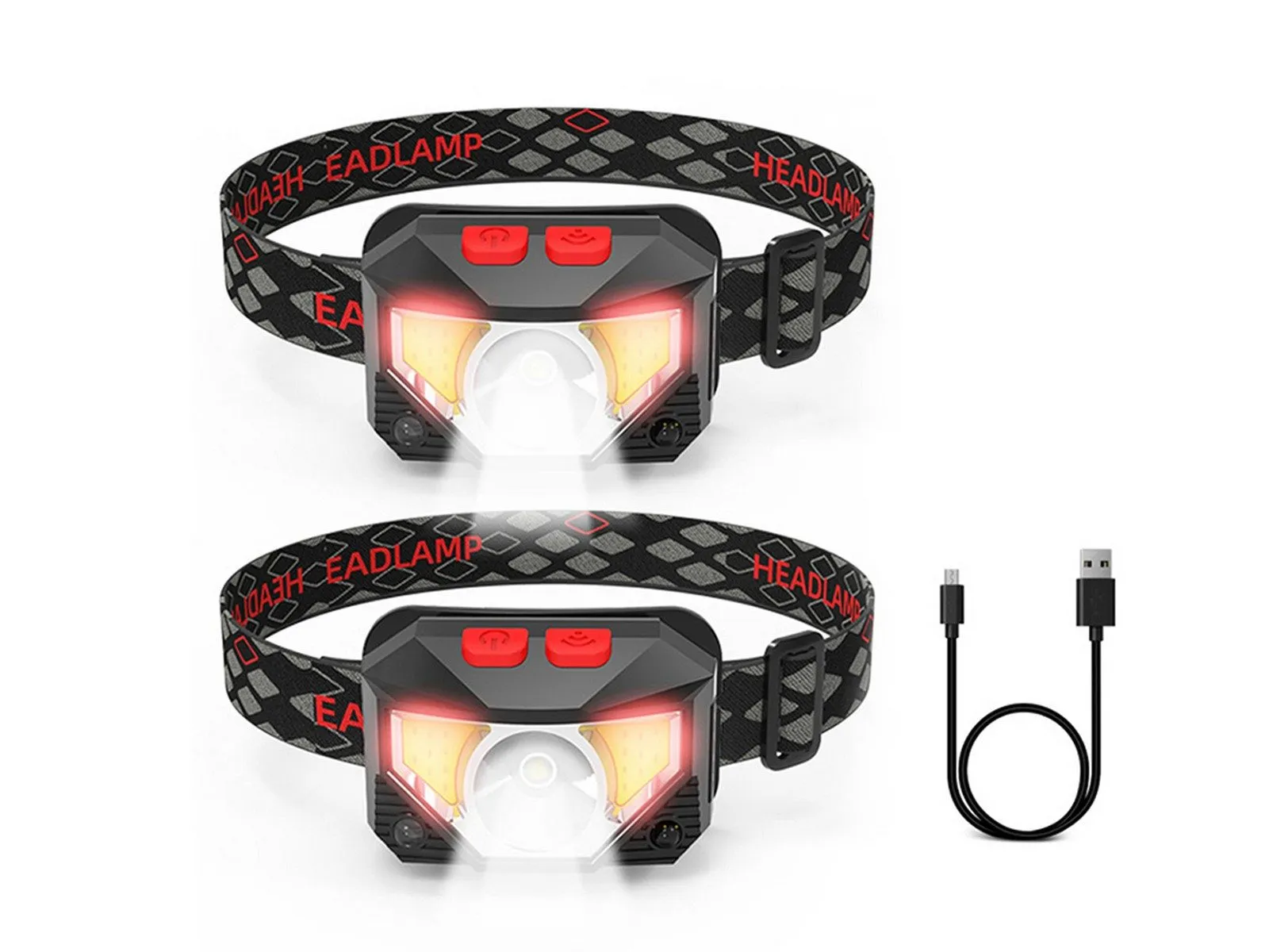 with Torch Headlight Stock-clearance LED Headlamp Rechargeable Sensor 2Pcs Secure transactions Head Motion