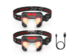with Torch Headlight Stock-clearance LED Headlamp Rechargeable Sensor 2Pcs Secure transactions Head Motion