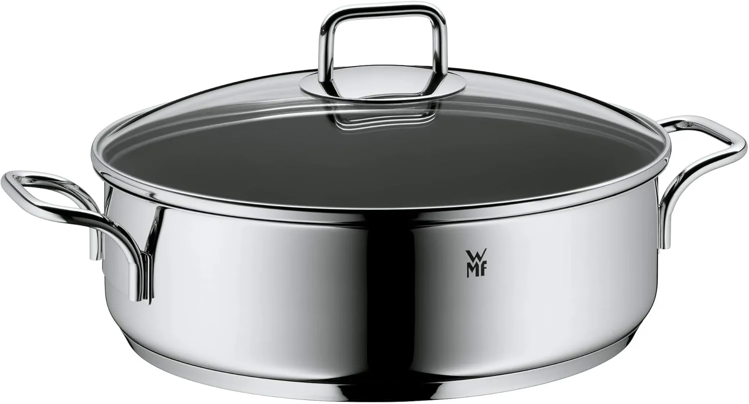 WMF Induction Sauté Pan 28 cm with Lid 5.0 L Cromargan Stainless Steel Coated Oven Safe High Rim