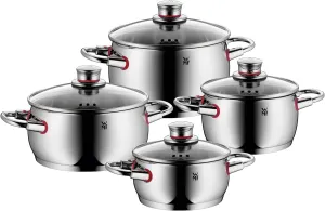 WMF Pot Set 4-Piece Quality One Steam Vent Glass Lid Cromargan® Stainless Steel Polished Suitable for Induction Hobs Dishwasher-Safe